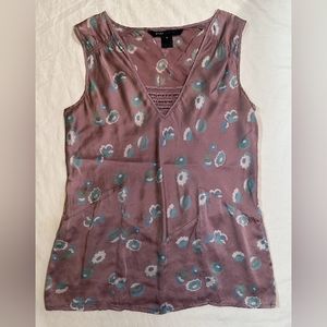Violet Floral Print Marc Jacobs Satin Blouse